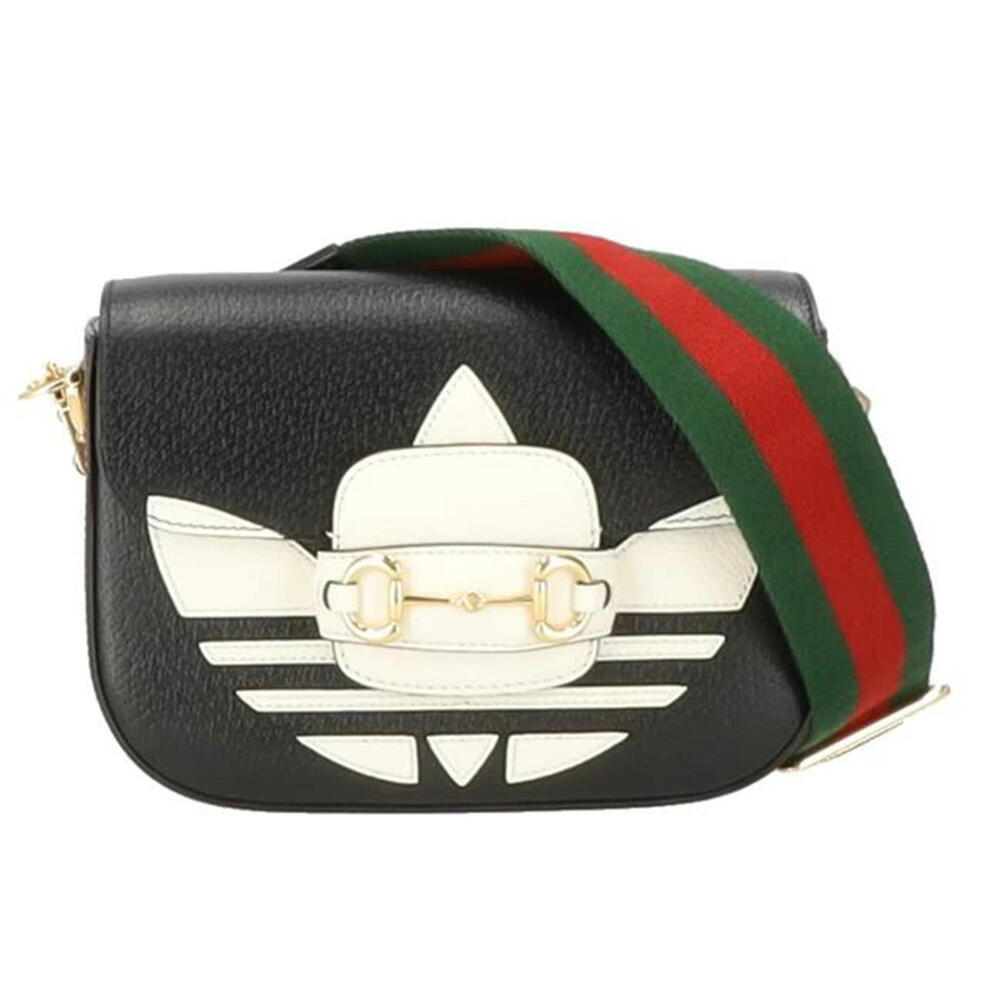 Gucci x Adidas Horsebit 1955 shoulder bag black leather white